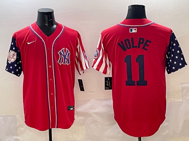 Men New York Yankees #11 Volpe Red a generation of national flags Jointly Name 2025 Nike MLB Jersey style 5->new york yankees->MLB Jersey
